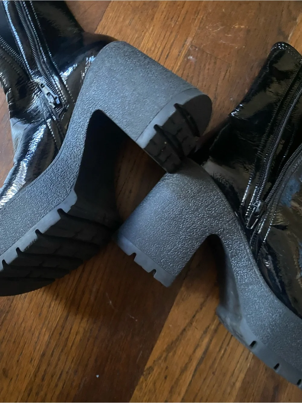 Jeffrey Campbell Black Patent Platform Ankle Boots
